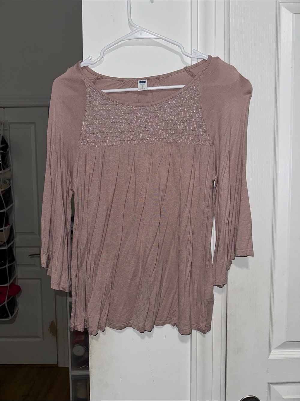 Old Navy Women’s Long Sleeve Scoop Neck Blouse in Dusty Rose